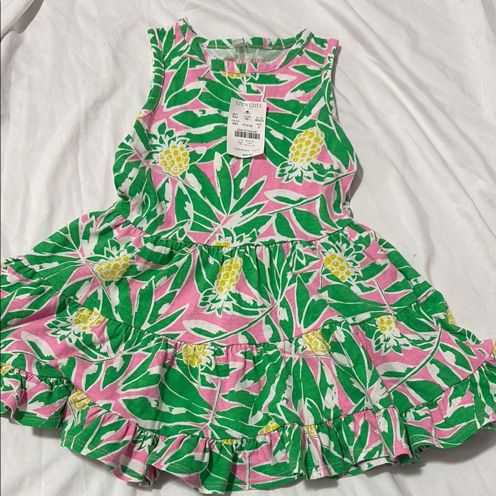 Colorful Pineapple Print Dress- Tropical print girls